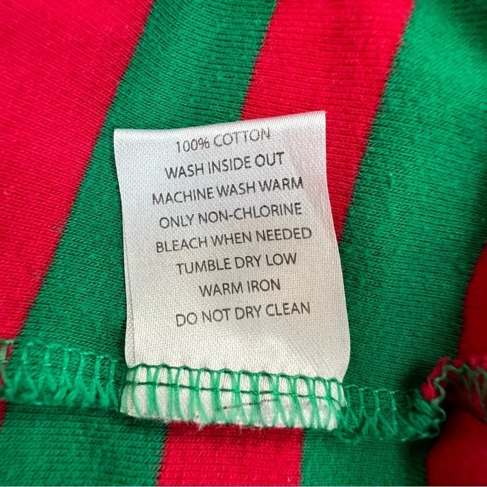 Christmas red and green striped long sleeve pajama set, unisex, size 10